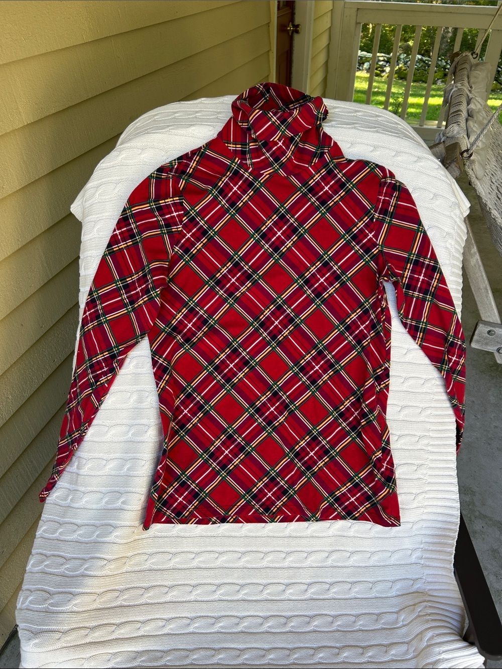 Talbots Red Plaid Turtleneck Women's Sweater - Classic Holiday Style | worn once